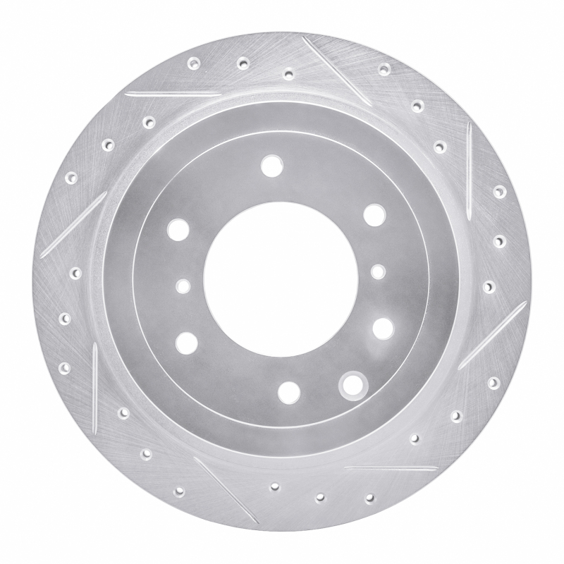 Mitsubishi Montero Brake Rotor (1) - Rear Right - R1 Concepts - Drilled & Slotted - Silver - `08-`14
